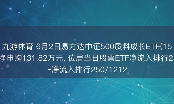 九游体育 6月2日易方达中证500质料成长ETF(159606)获净申购131.82万元， 位居当日股票ETF净流入排行250/1212