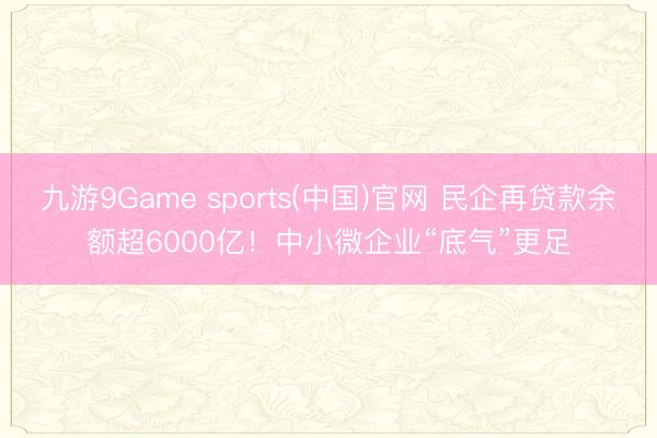 九游9Game sports(中国)官网 民企再贷款余额超6000亿！中小微企业“底气”更足